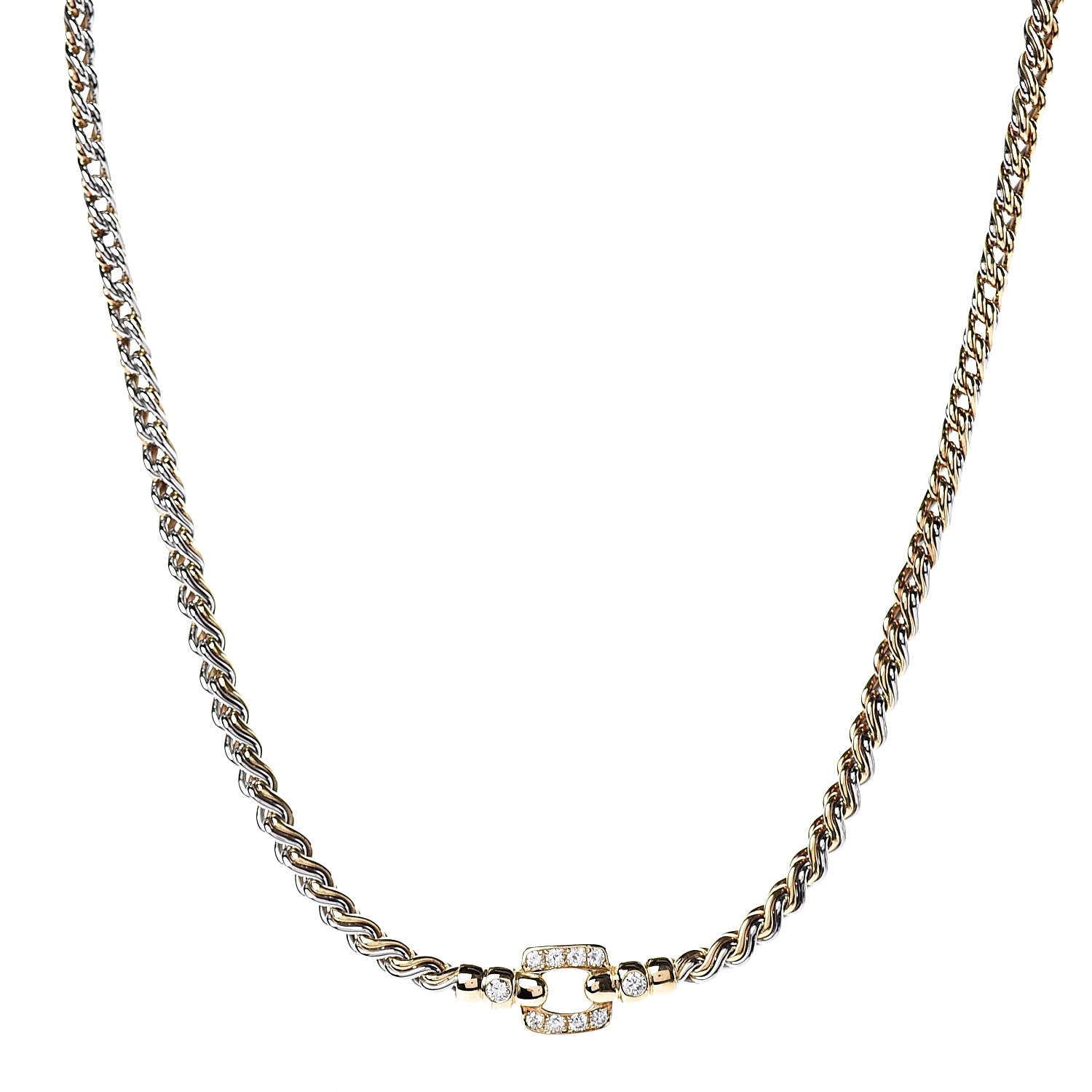 Cartier 18K Yellow Gold Stainless Steel Diamond Station Necklace 1 of 5