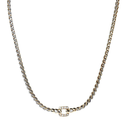 Cartier 18K Yellow Gold Stainless Steel Diamond Station Necklace 1 of 5