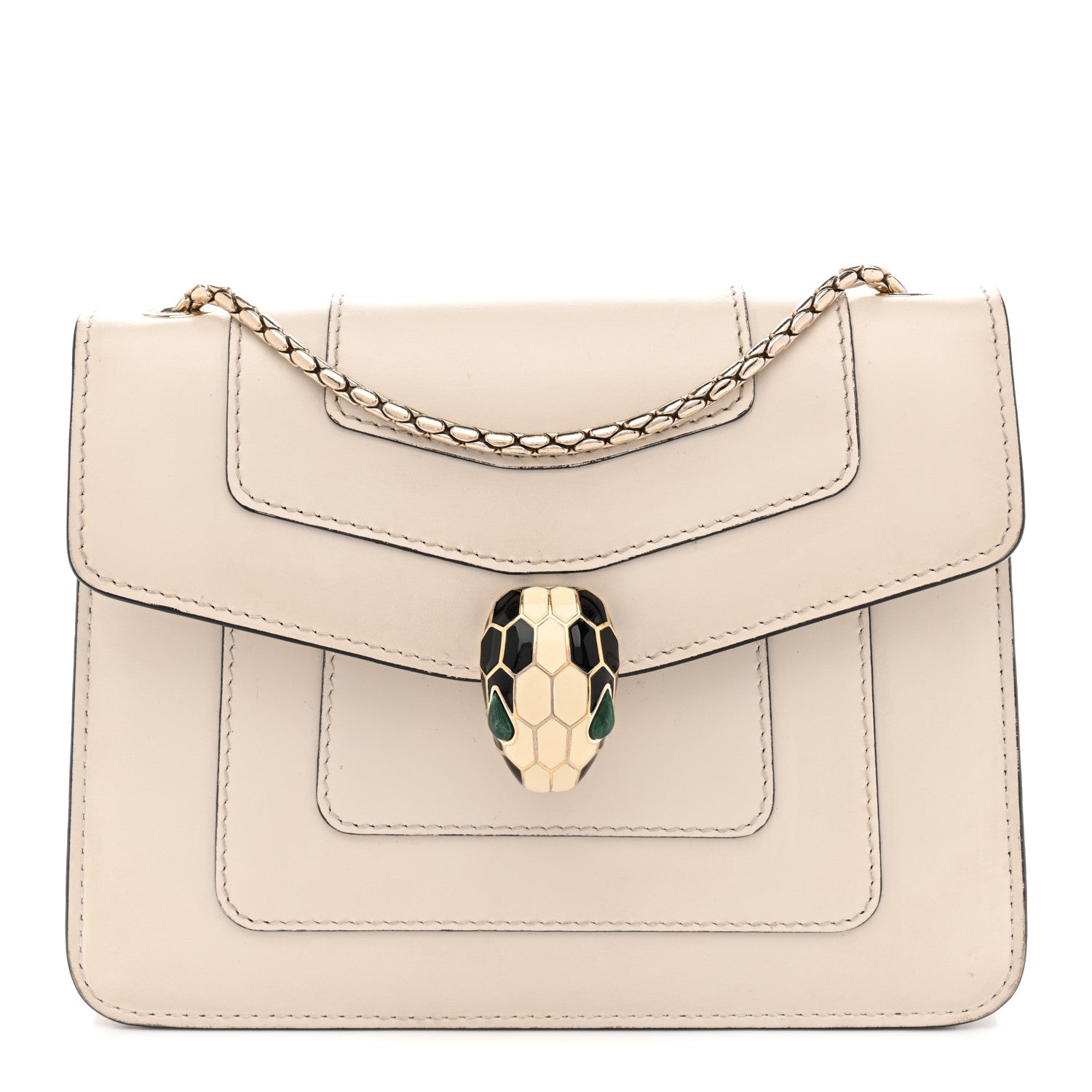 Bulgari Calfskin Small Serpenti Forever Crossbody Bag White Agate 1 of 13