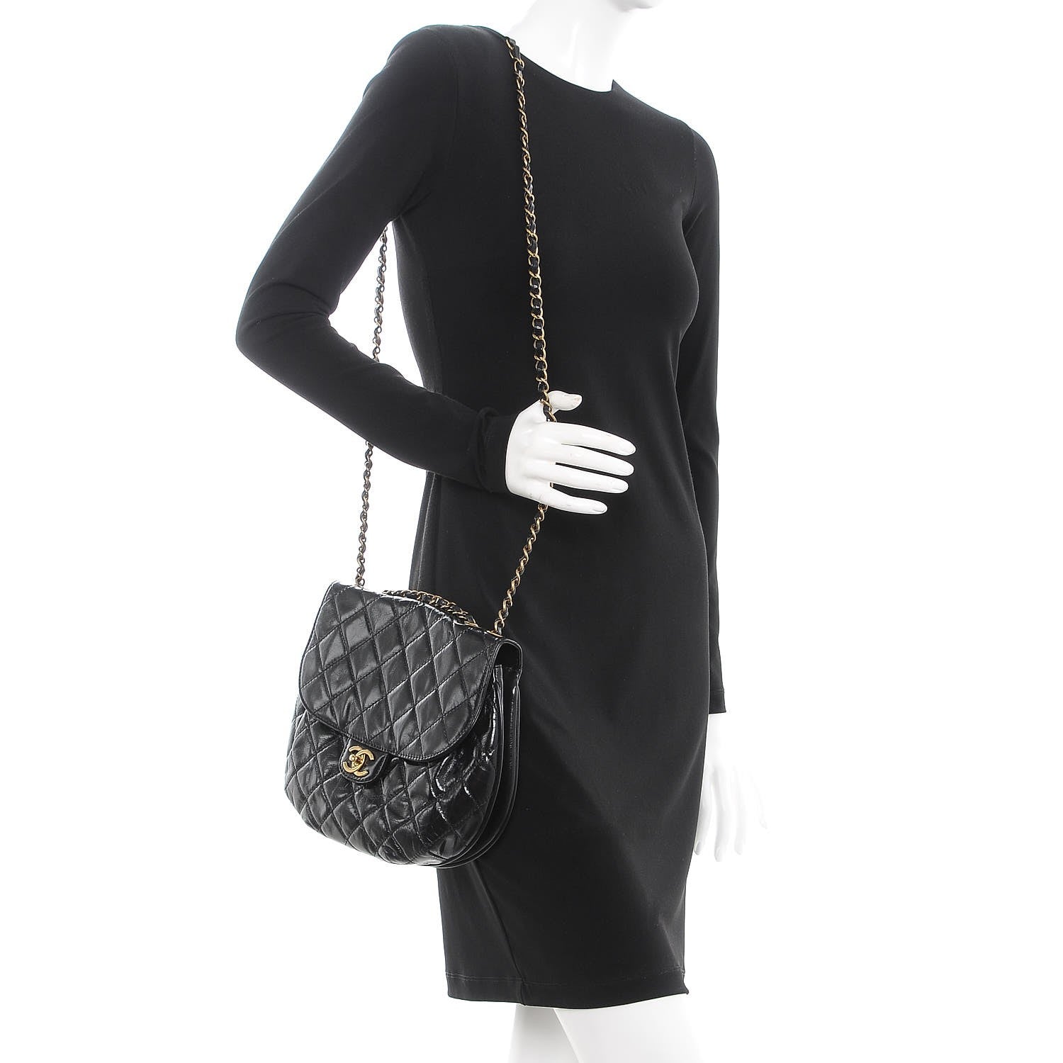 Chanel Glazed Calfskin Quilted Medium Bubble CC Flap Black 2 of 10