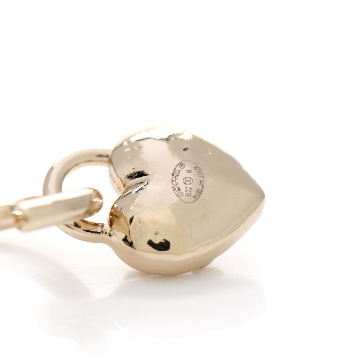 Metal CC Heart Drop Earrings Gold