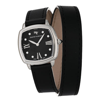 David Yurman Stainless Steel Calfskin Diamond 27mm Albion Wrap Quartz Watch Black 1 of 4