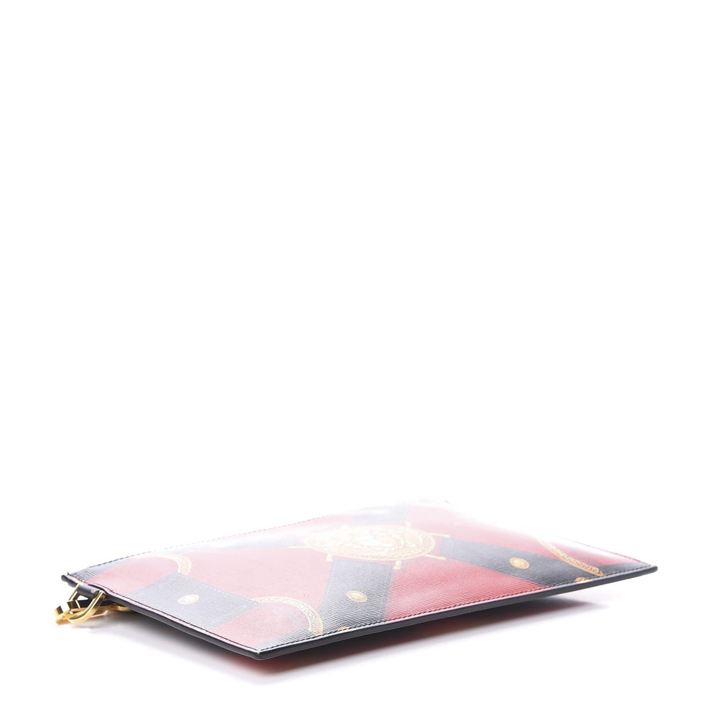 Vitello Saffiano Print Tribute Wristlet Pouch Red Multicolor