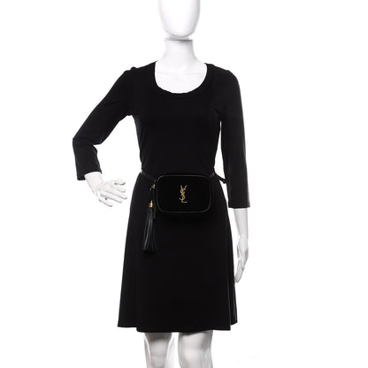 Saint Laurent Velour Matelasse Monogram Lou Belt Bag Black 2 of 12