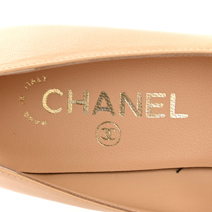 Chanel Lambskin Grosgrain Pearl Cap Toe Pumps 36.5 Beige Black 8 of 10