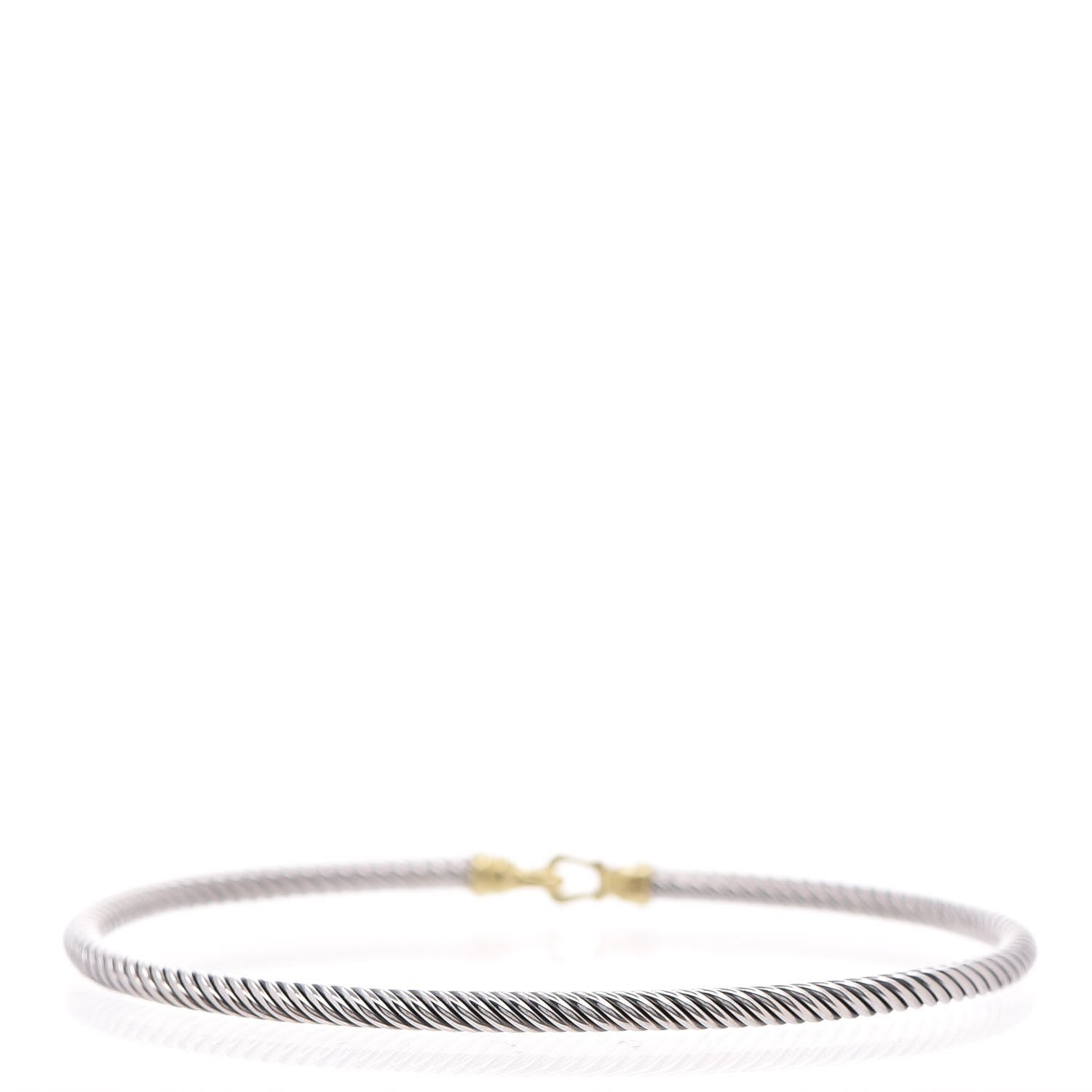 David Yurman Sterling Silver 18K Yellow Gold 3mm Cable Buckle Bracelet 3 of 4