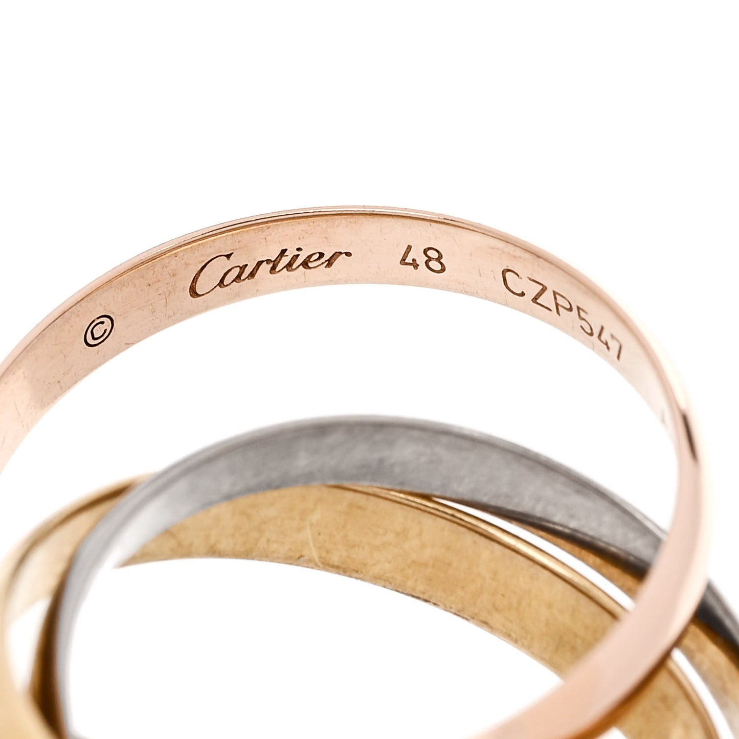18K Pink Yellow White Gold Small Trinity Ring 48 4.5