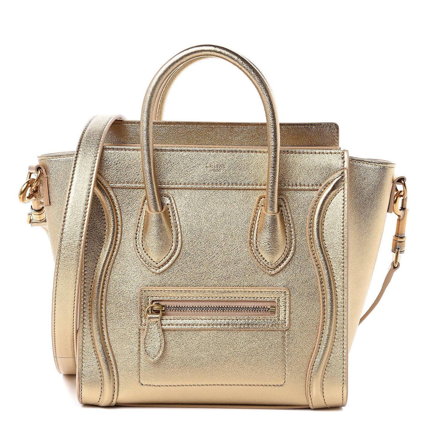 Laminated Lambskin Nano Luggage Gold