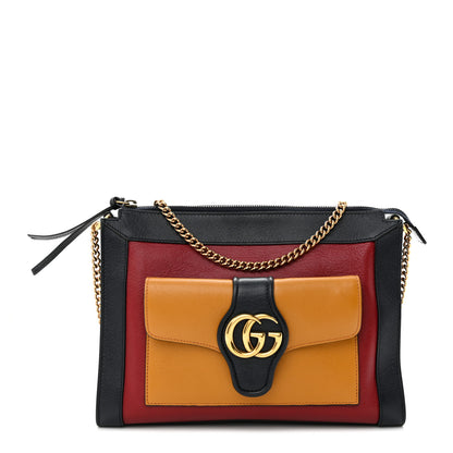Gucci New Sakai Calfskin Lux Tri-Color Dahlia Chain Shoulder Bag New Cherry Red Sun Oil Blue 1 of 13
