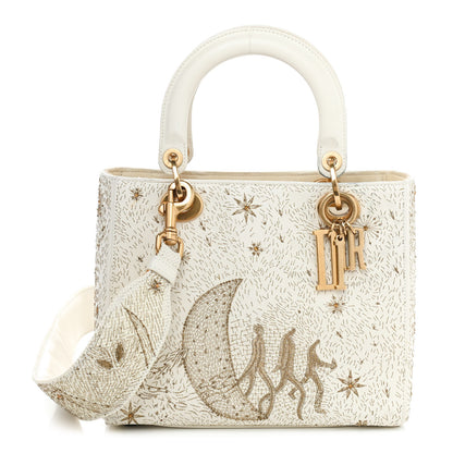 Christian Dior Smooth Calfskin Embroidered The Moon in My Eyes Medium Lady Dior White 1 of 13