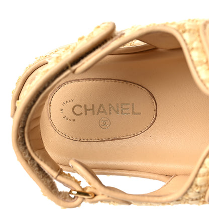 Chanel Braided Fabric Velcro Dad Sandals 38 Beige 7 of 8