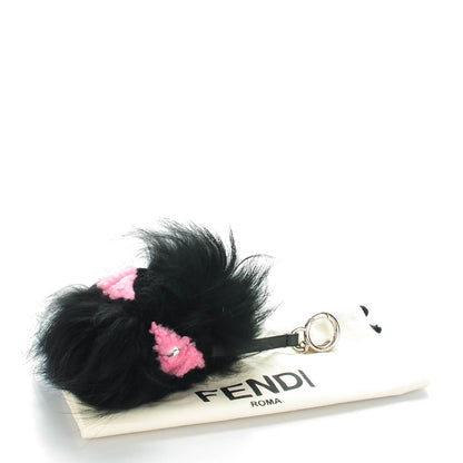 Fendi Fox Fur Shearling Crystal Pinky Punky Monster Bag Bug Charm Black Bubblegum 5 of 5