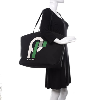 Prada Canvas Racing Logo Tote Black 2 of 12