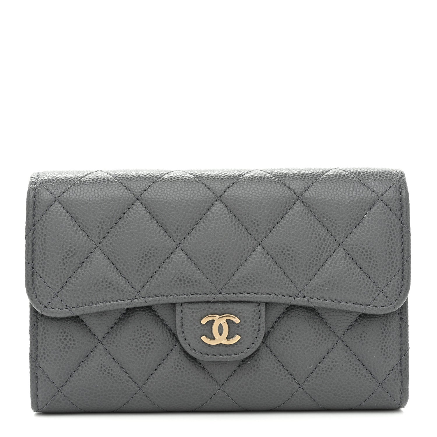 Chanel Caviar Quilted Medium Flap Wallet Grey 1 of 10