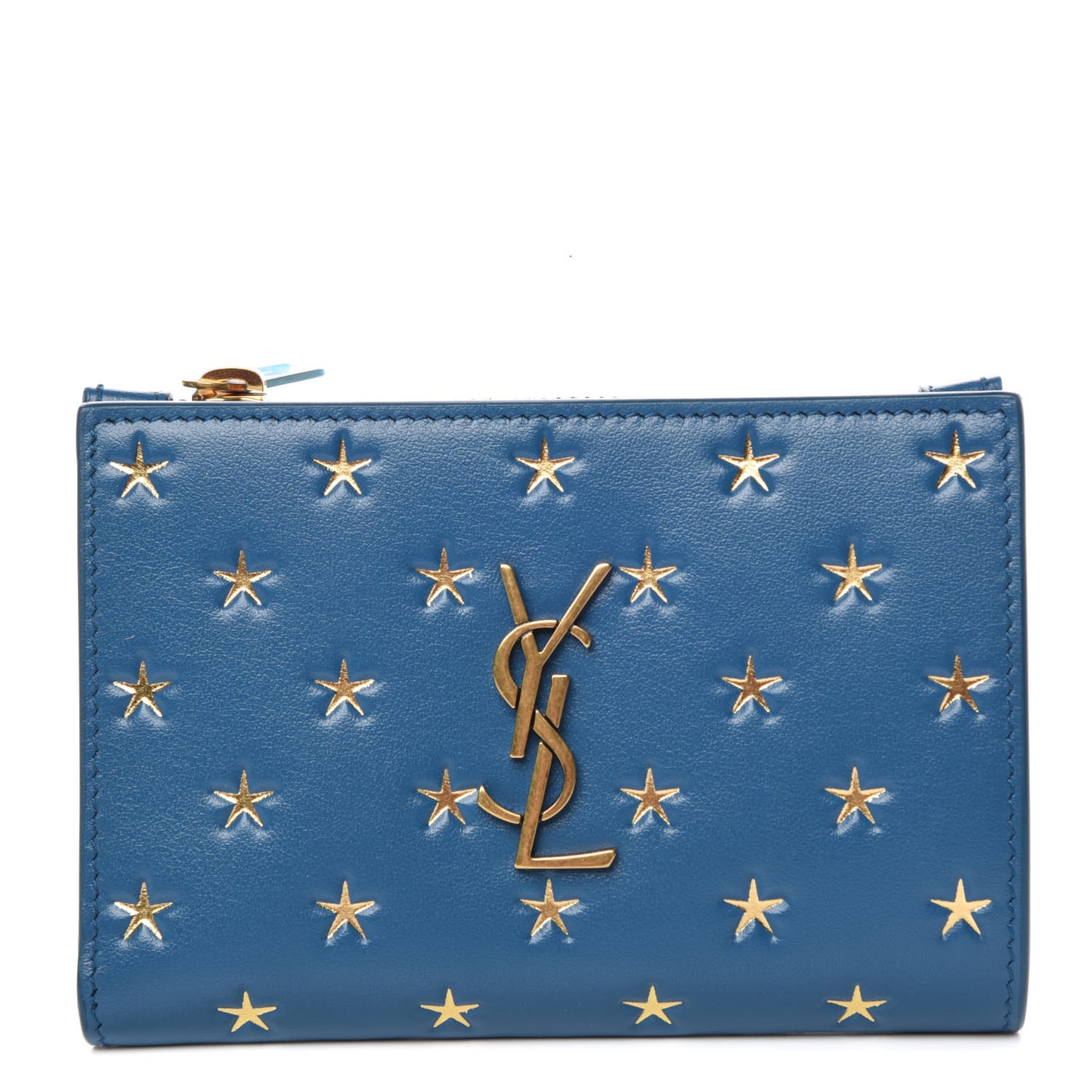 Calfskin Star Print Monogram Fragments Wallet Blue