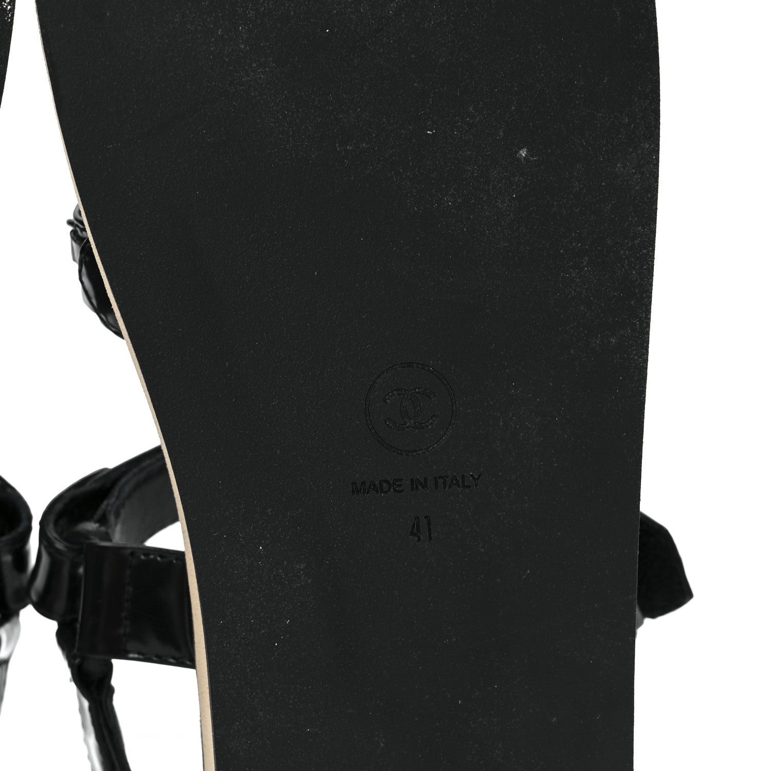 Chanel Laminated Goatskin Chain Sandals 41 Black 41 Black 6 of 9