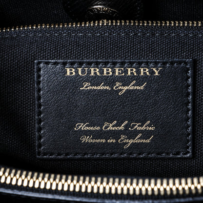 Burberry Grainy Calfskin House Check Large Banner Tote Black 6 of 8