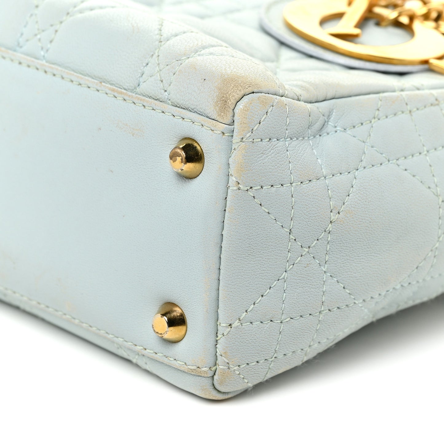 Lambskin Cannage Mini Lady Dior Light Blue