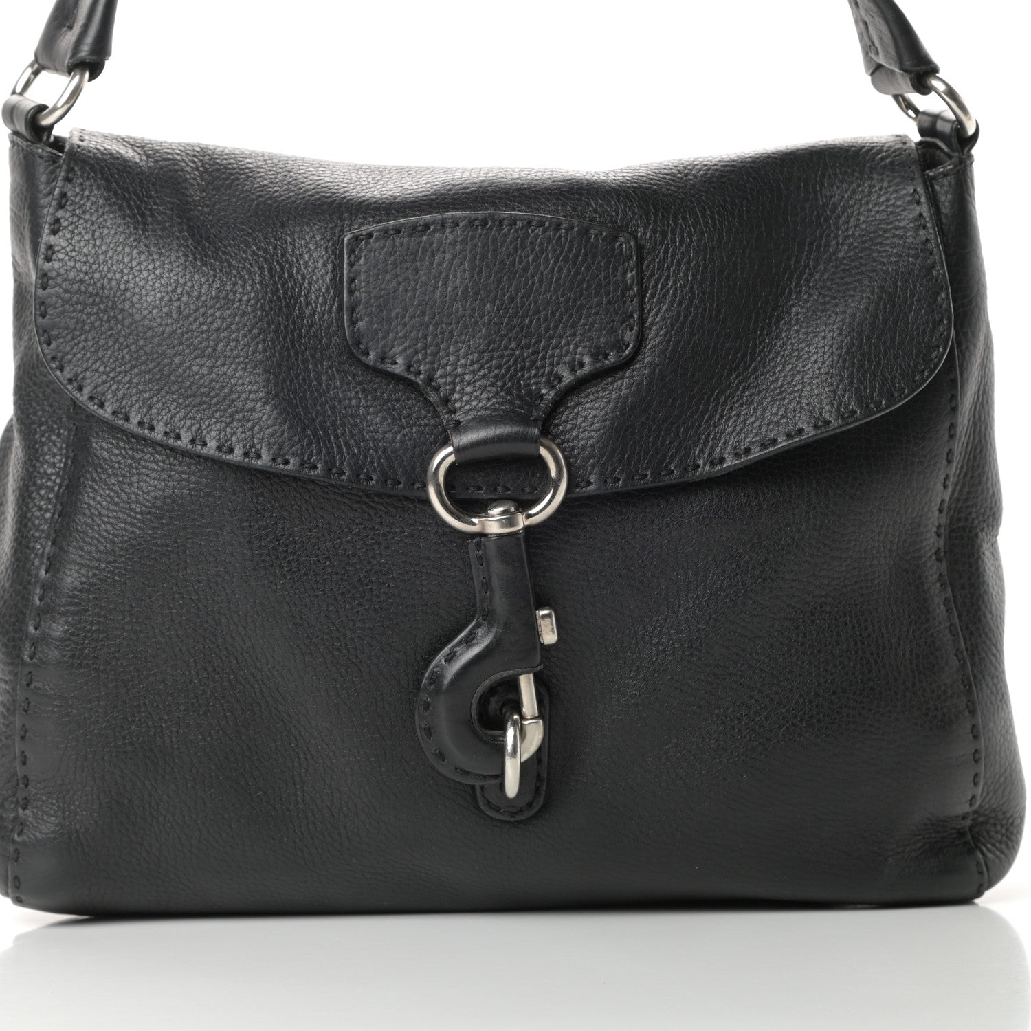 Prada Vitello Daino Shoulder Flap Bag Black 8 of 15