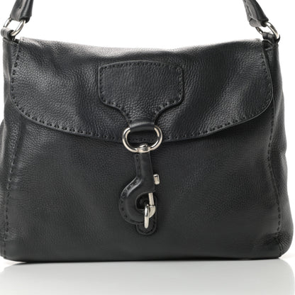 Prada Vitello Daino Shoulder Flap Bag Black 8 of 15