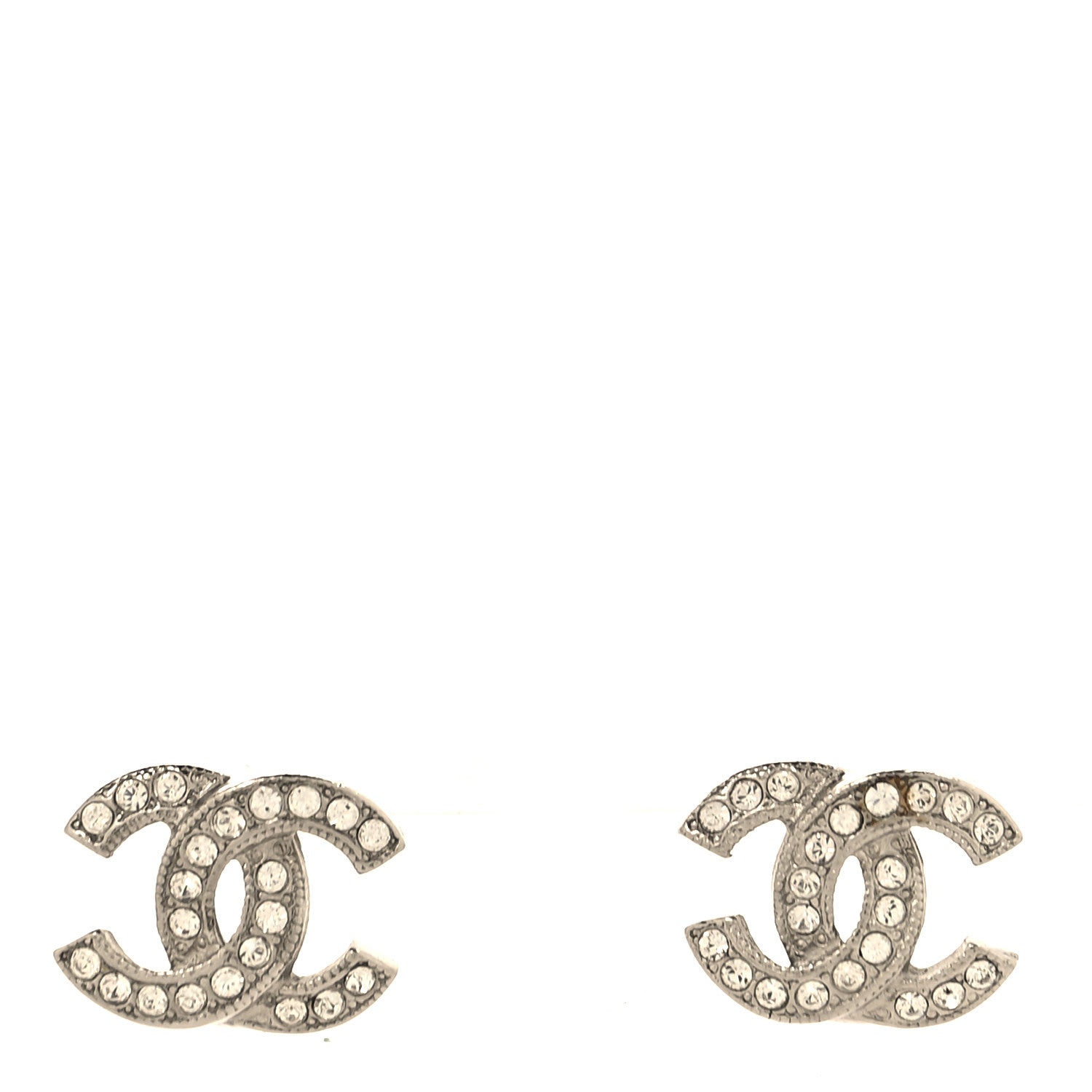 Chanel Crystal CC Earrings Silver 1 of 5