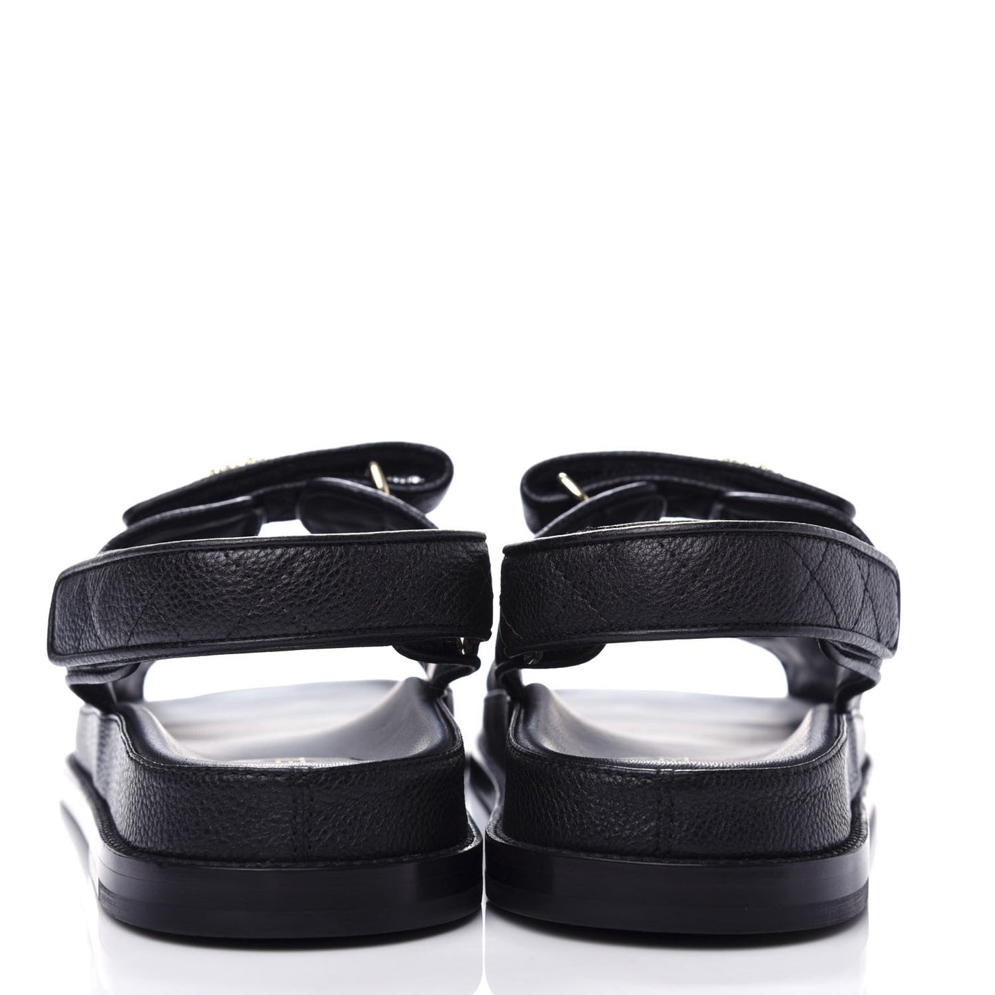 Grained Calfskin Velcro Dad Sandals 40 Black
