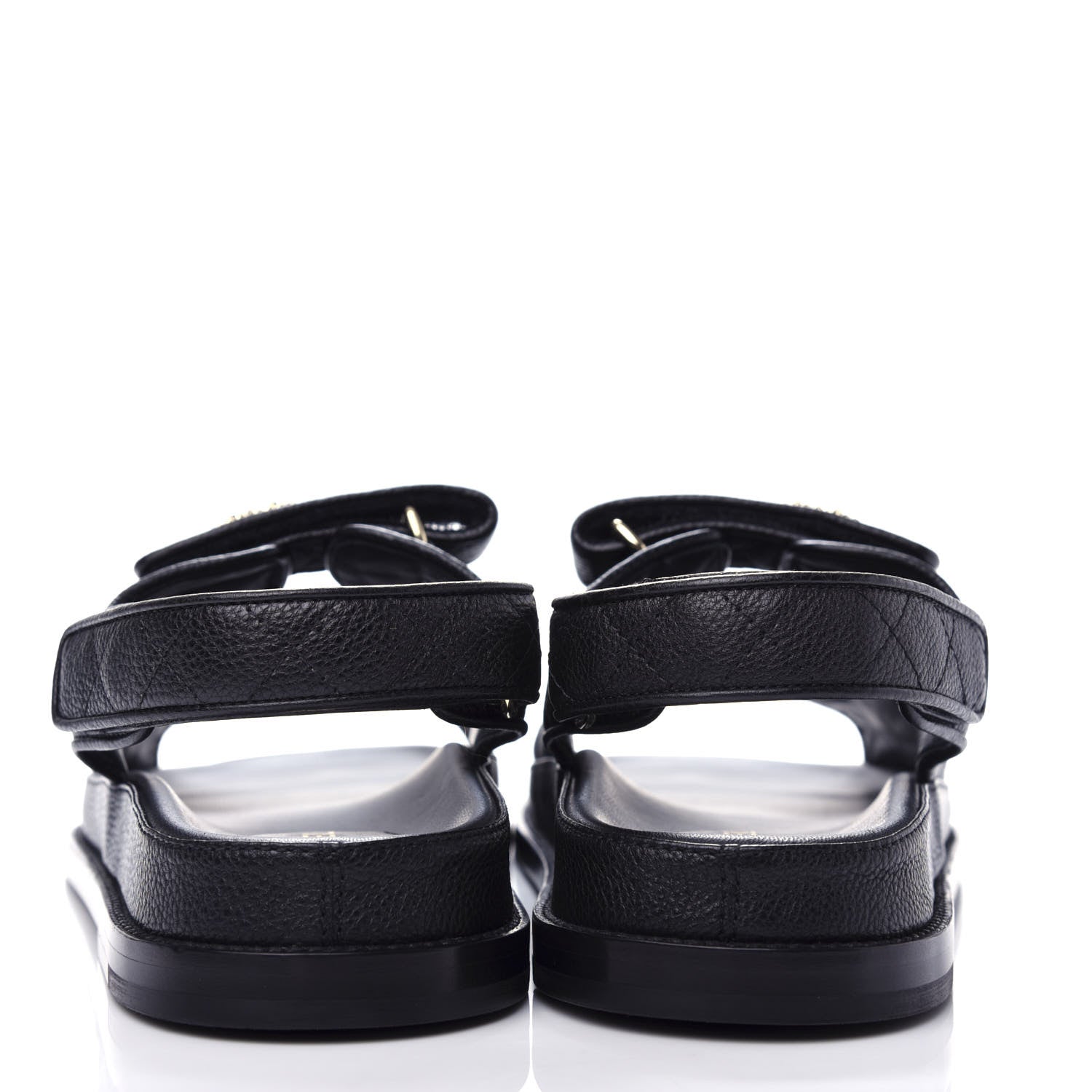 Chanel Grained Calfskin Velcro Dad Sandals 40 Black 7 of 11