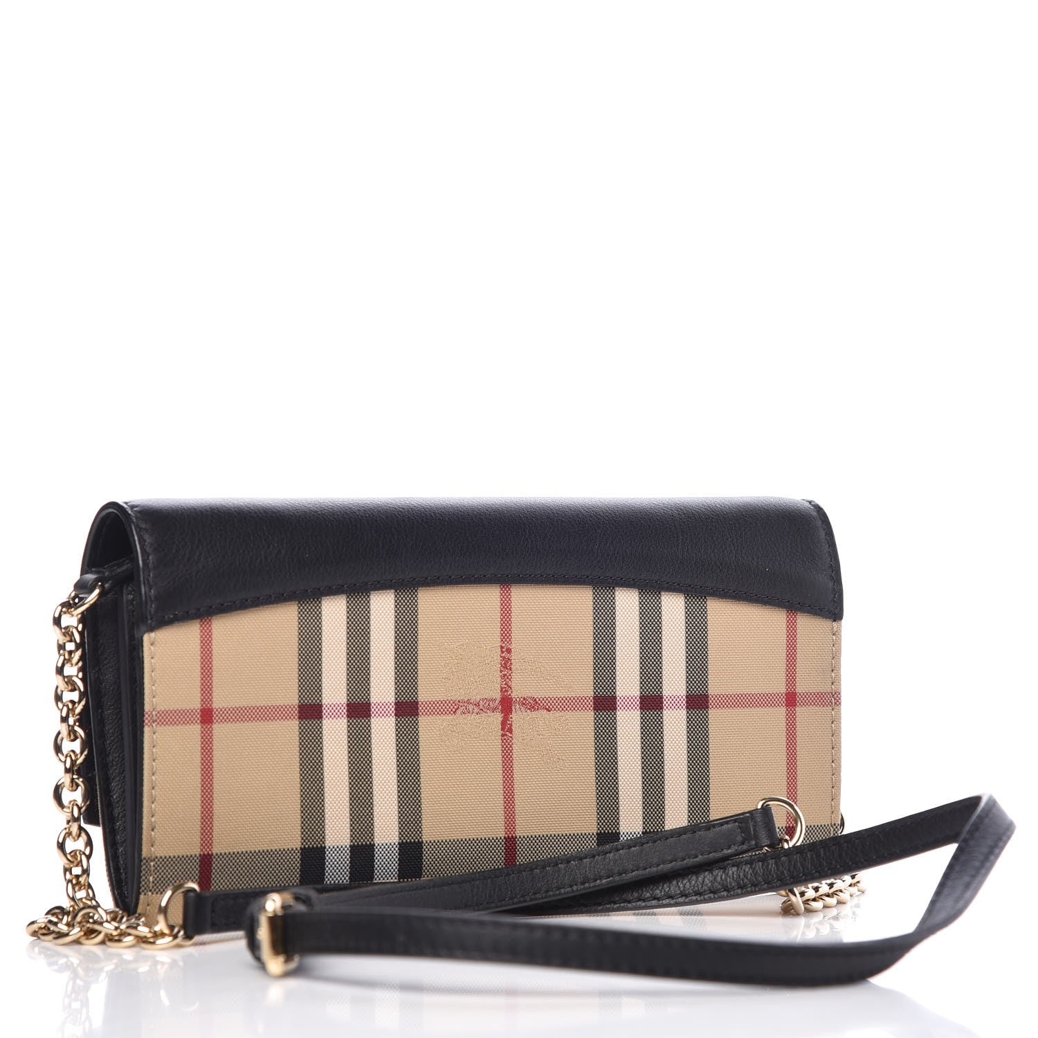 Burberry Calfskin House Check Henley Wallet On Chain Black 2 of 10