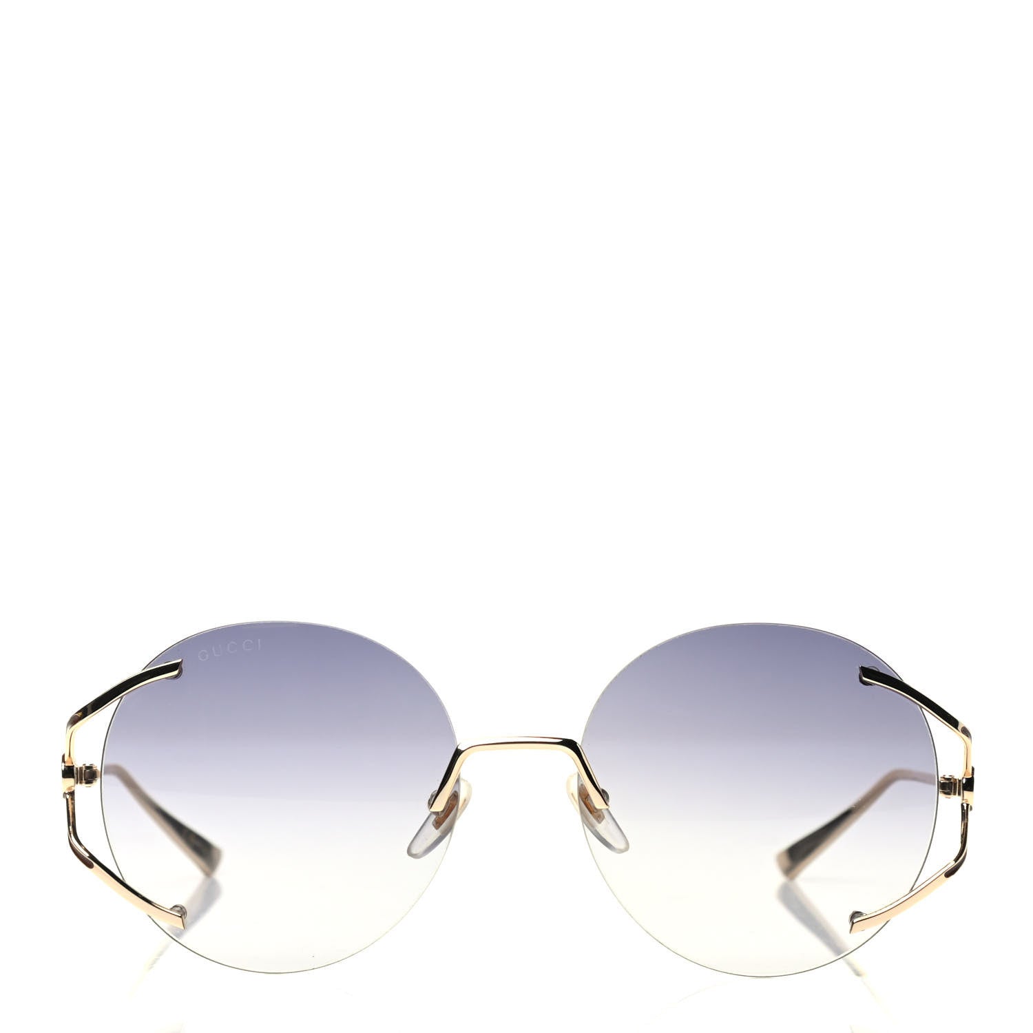 Gucci Metal Oversized Round Frame Sunglasses GG0645S Gold Grey 2 of 7