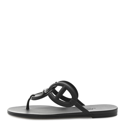 Hermes Rubber Womens Egerie Sandals 37 Black 1 of 9