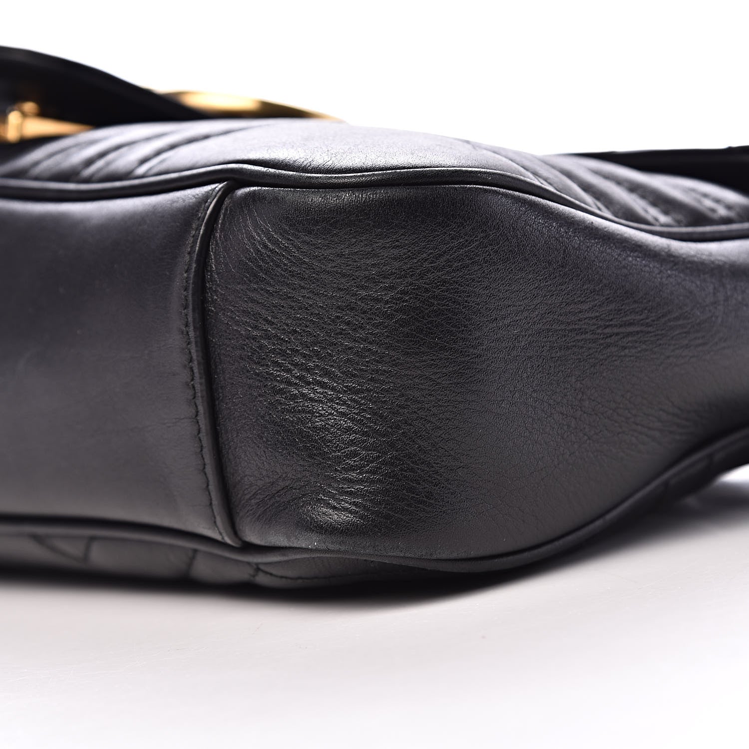 Gucci Calfskin Matelasse Medium GG Marmont Shoulder Bag Black 10 of 11
