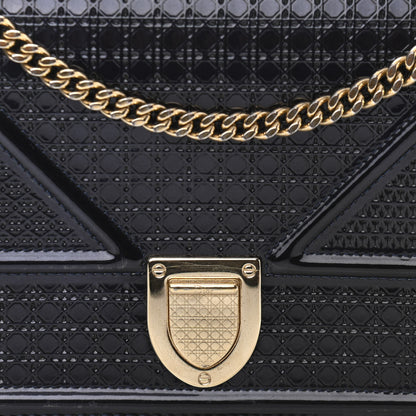 Christian Dior Metallic Patent Micro-Cannage Diorama Wallet on Chain Pouch Navy Blue 8 of 11
