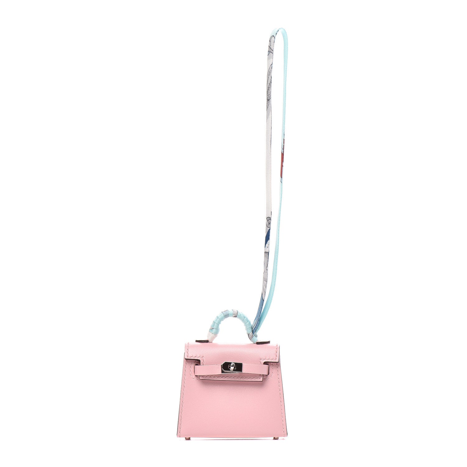 Hermes Tadelakt Mini Kelly Twilly Bag Charm Rose Sakura 1 of 5