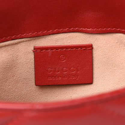 Gucci Calfskin Matelasse Super Mini GG Marmont Shoulder Bag Hibiscus Red 8 of 10