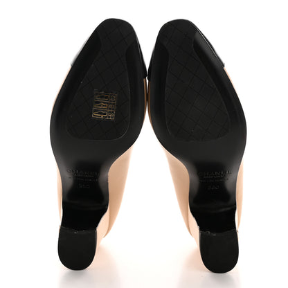 Chanel Lambskin Cap Toe CC Uniform Pumps 36 Beige Black 5 of 12