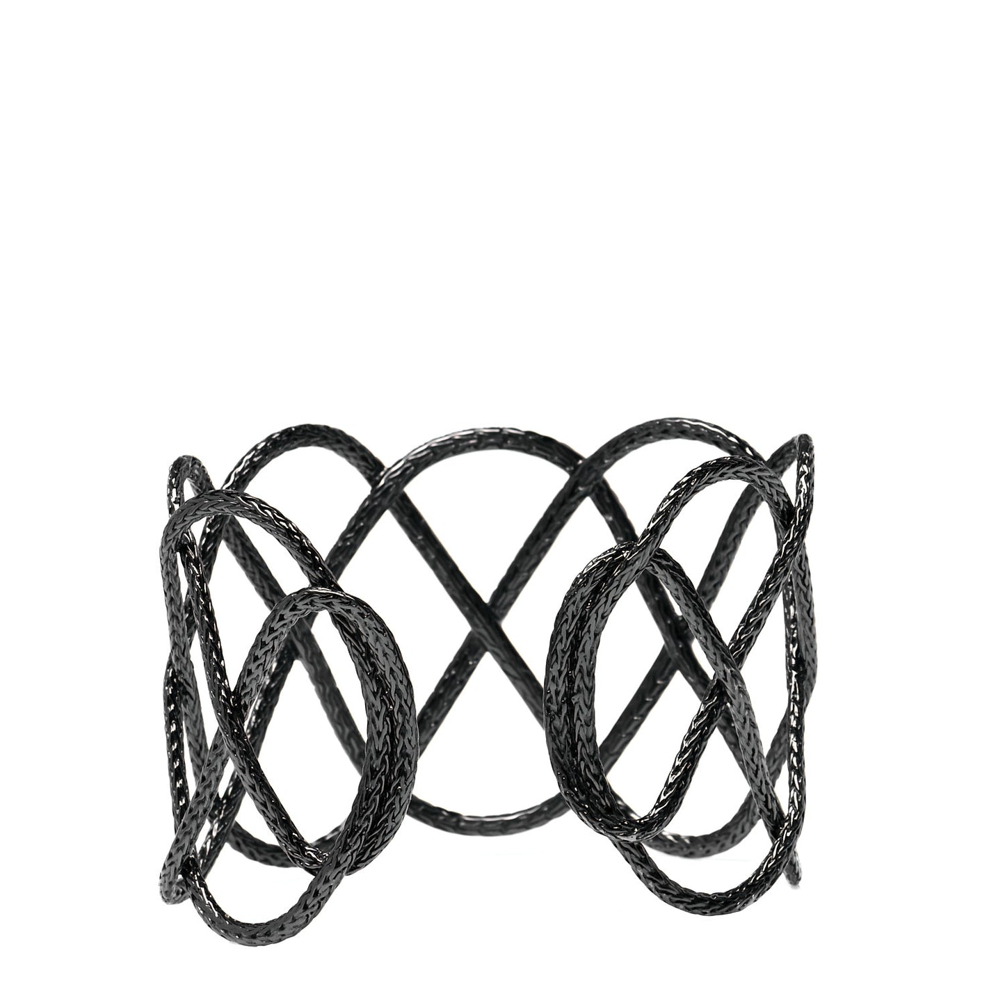 Rhodium Plated Sterling Silver Diamond Classic Chain Cuff Bracelet