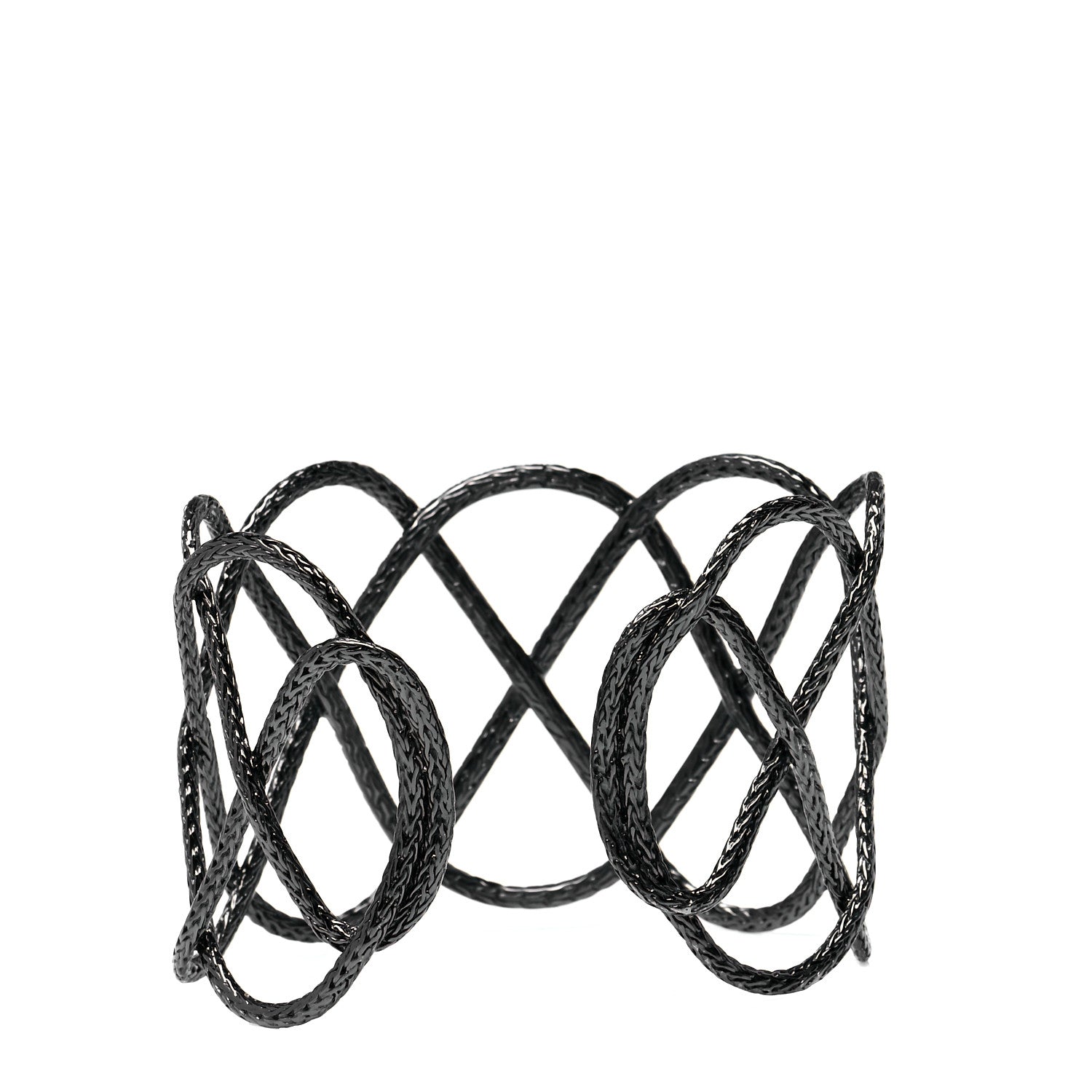 John Hardy Rhodium Plated Sterling Silver Diamond Classic Chain Cuff Bracelet 3 of 6