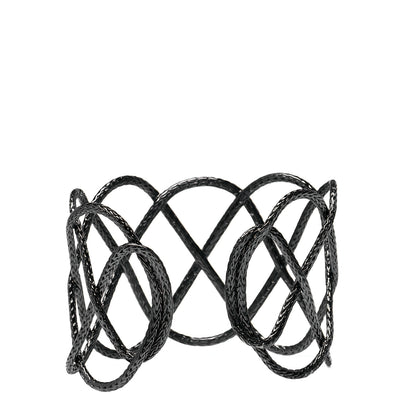 John Hardy Rhodium Plated Sterling Silver Diamond Classic Chain Cuff Bracelet 3 of 6