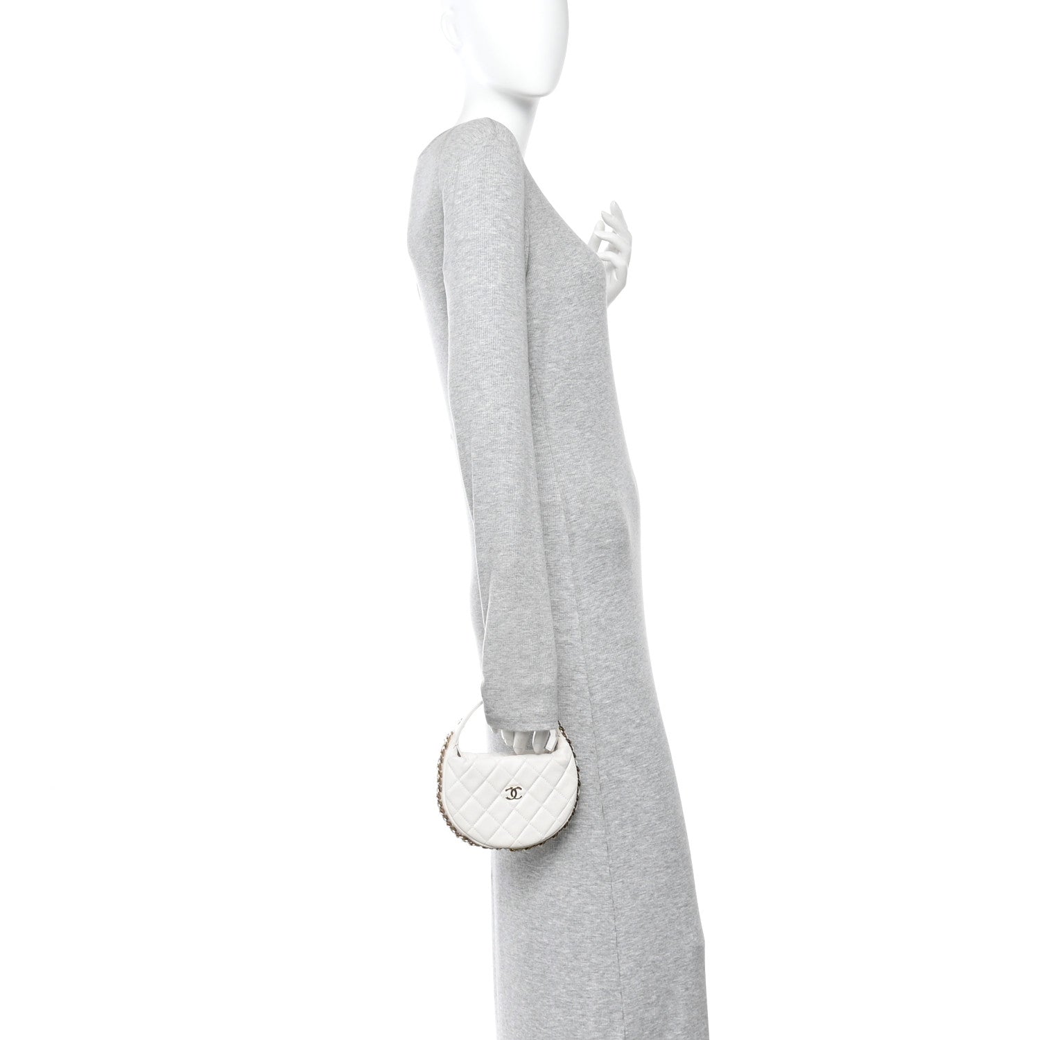 Chanel Lambskin Quilted Chain Around Pouch Hobo White 2 of 10