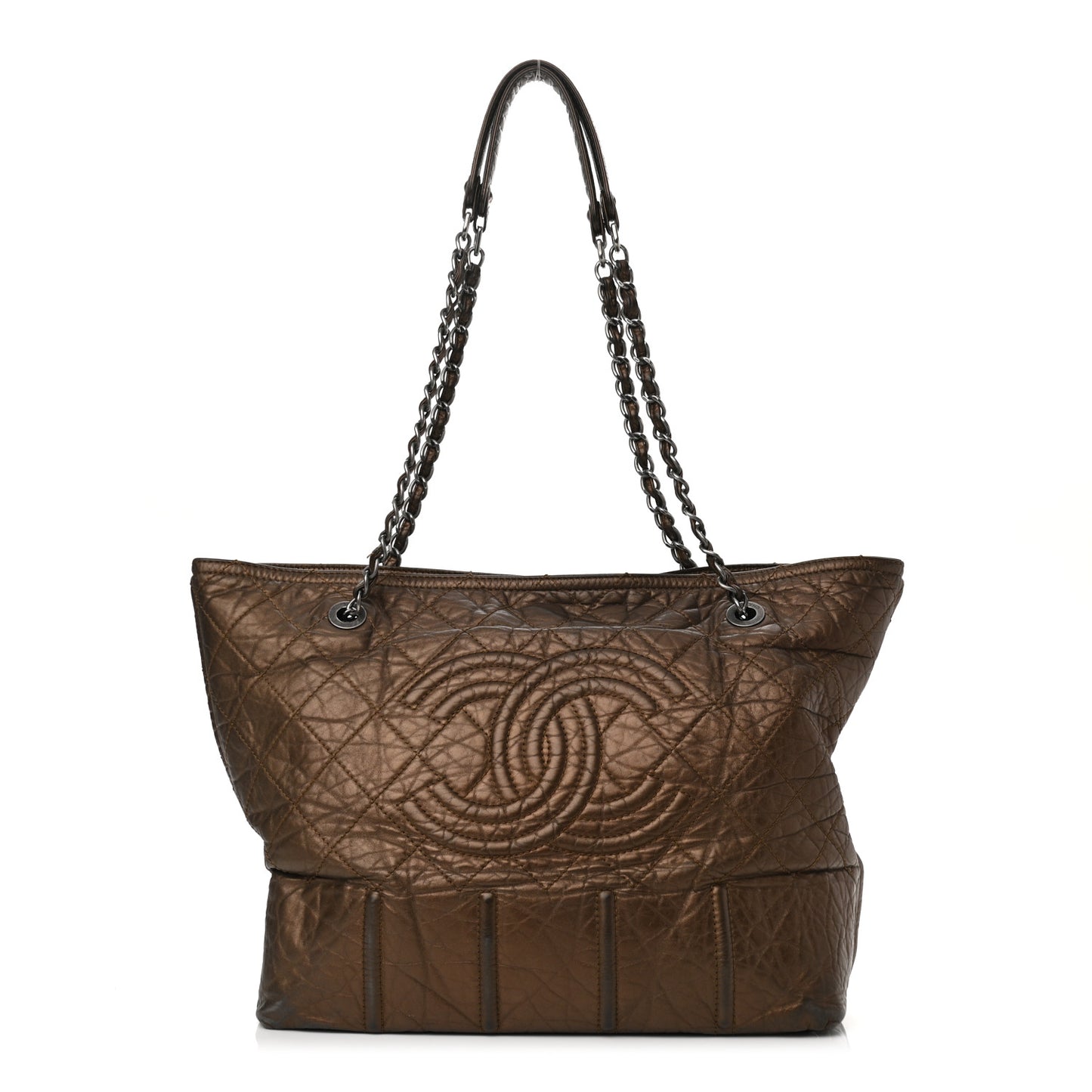 Metallic Aged Calfskin Large Shopping In Moscow Tote Bronze