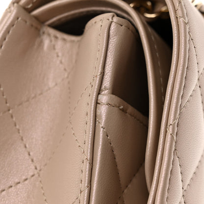 Chanel Iridescent Lambskin Quilted Medium Double Flap Light Beige 12 of 14