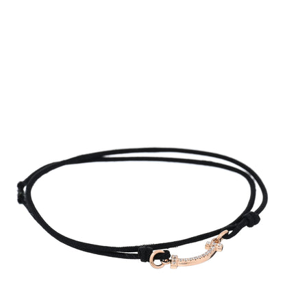 Tiffany 18K Rose Gold Diamond Mini T Smile Cord Bracelet 1 of 4