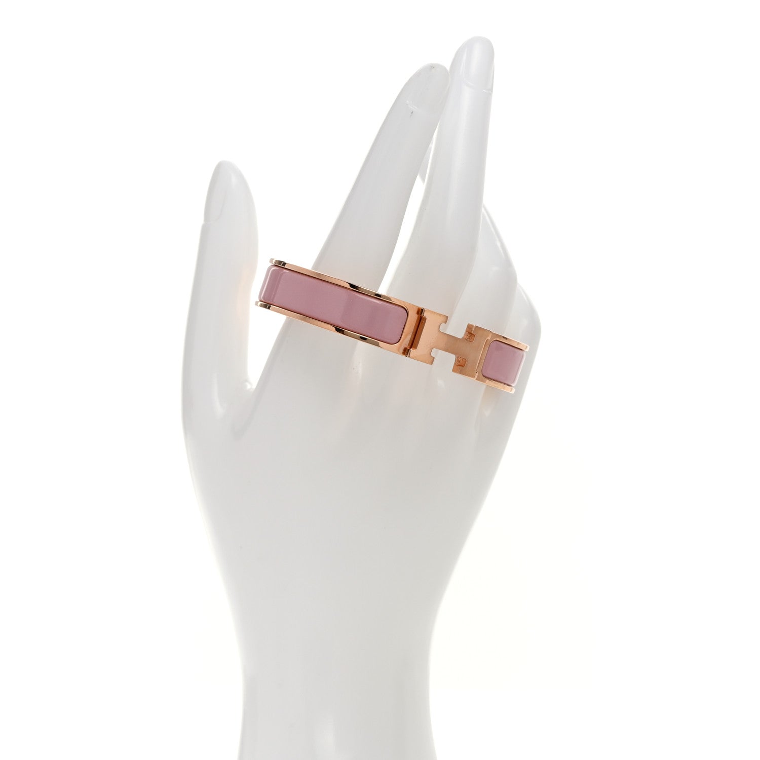 Hermes Enamel Narrow Clic Clac H Bracelet PM Rose Nacarat 2 of 4