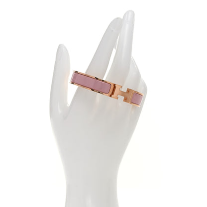 Hermes Enamel Narrow Clic Clac H Bracelet PM Rose Nacarat 2 of 4