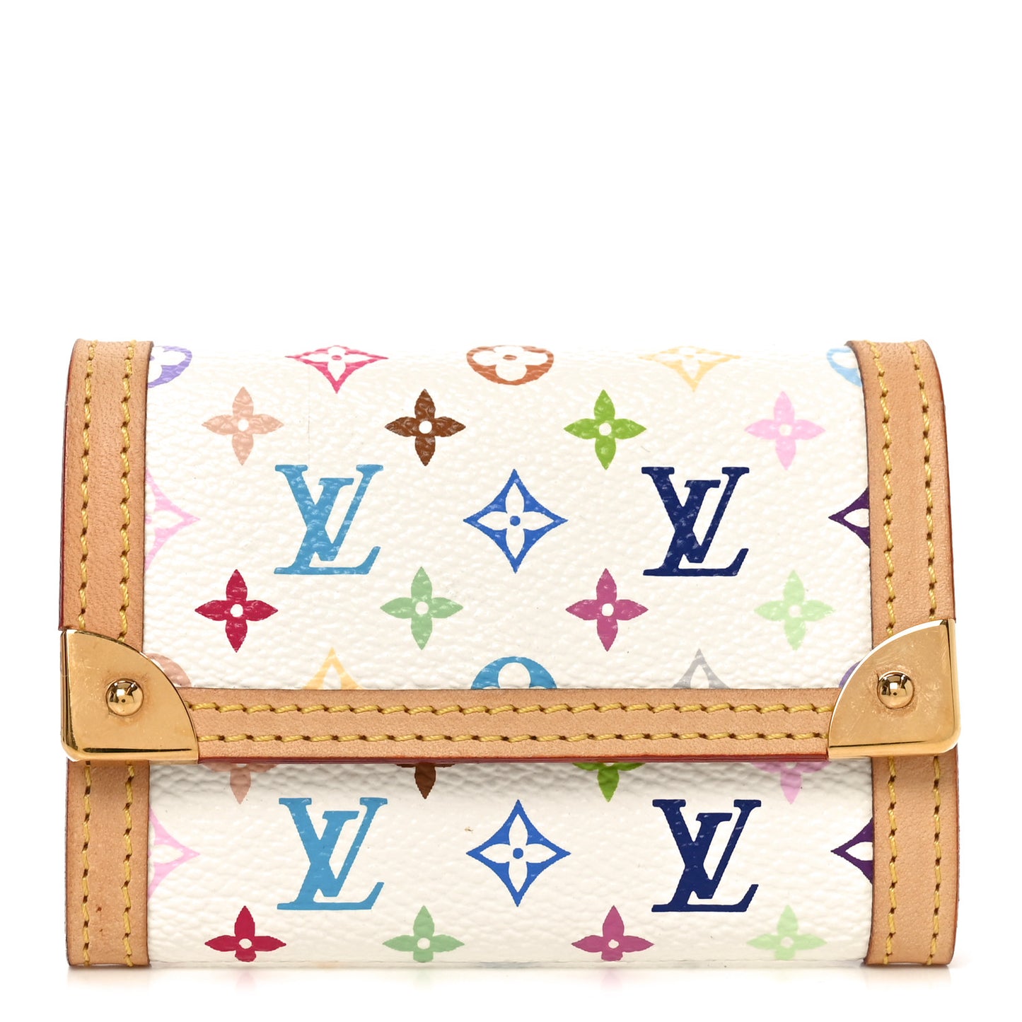 Monogram Multicolor Porte-Monnaie Plat Coin Purse White