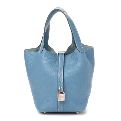 Hermes Taurillon Clemence Picotin Lock 18 PM Blue Jean 1 of 11