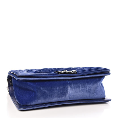 Chanel Velvet Quilted Medium Boy Flap Blue 4 of 11