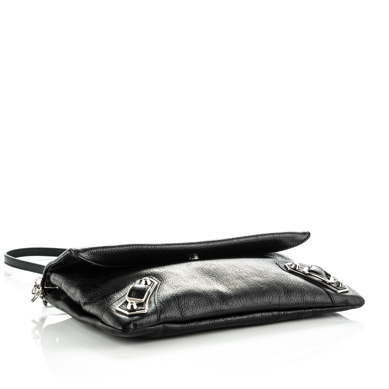 Balenciaga Chevre Silver Metallic Edge Hardware Envelope Clutch Black 4 of 7