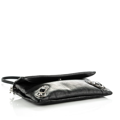 Balenciaga Chevre Silver Metallic Edge Hardware Envelope Clutch Black 4 of 7