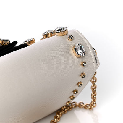Dolce & Gabbana Canvas Crystal Embellished Childrens Bow Chain Clutch White 8 of 12